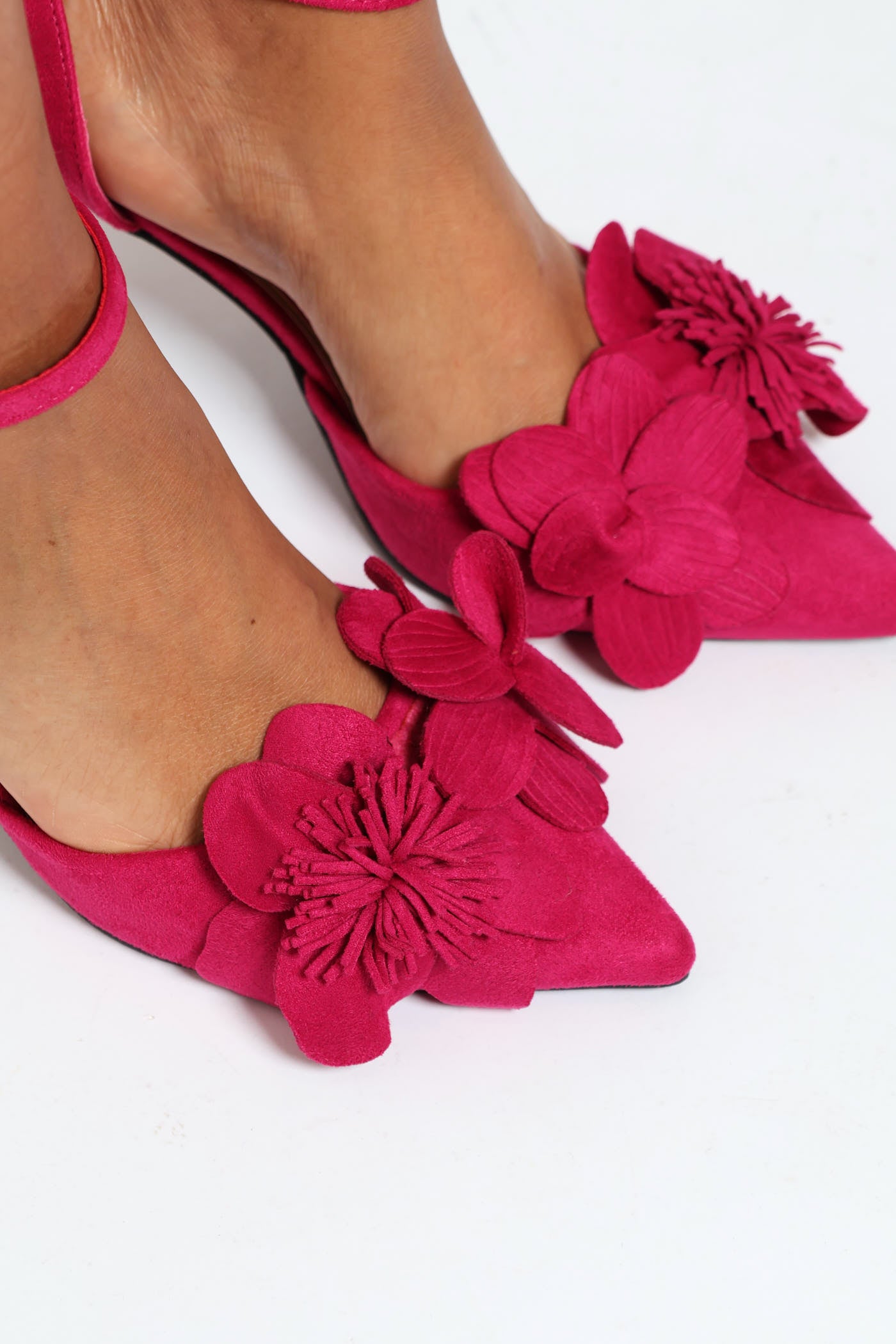 3D Flower D Orsay Court Heel Pink