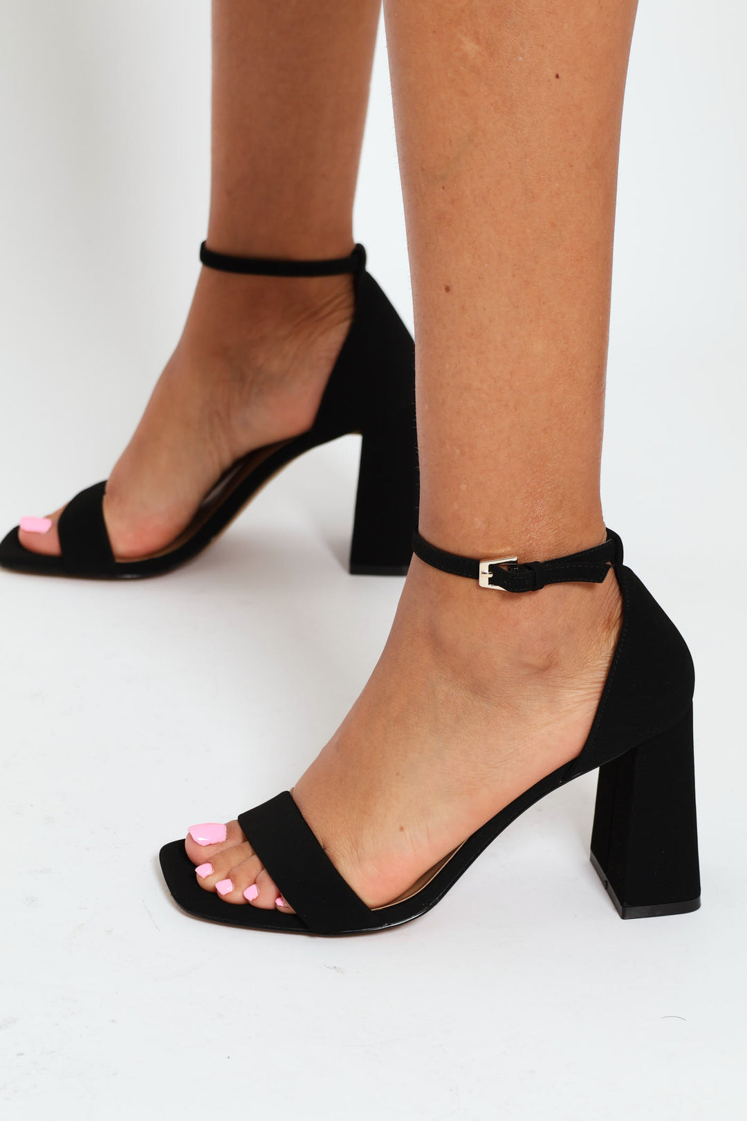 Lusita Ankle Strap Block Heel - Black