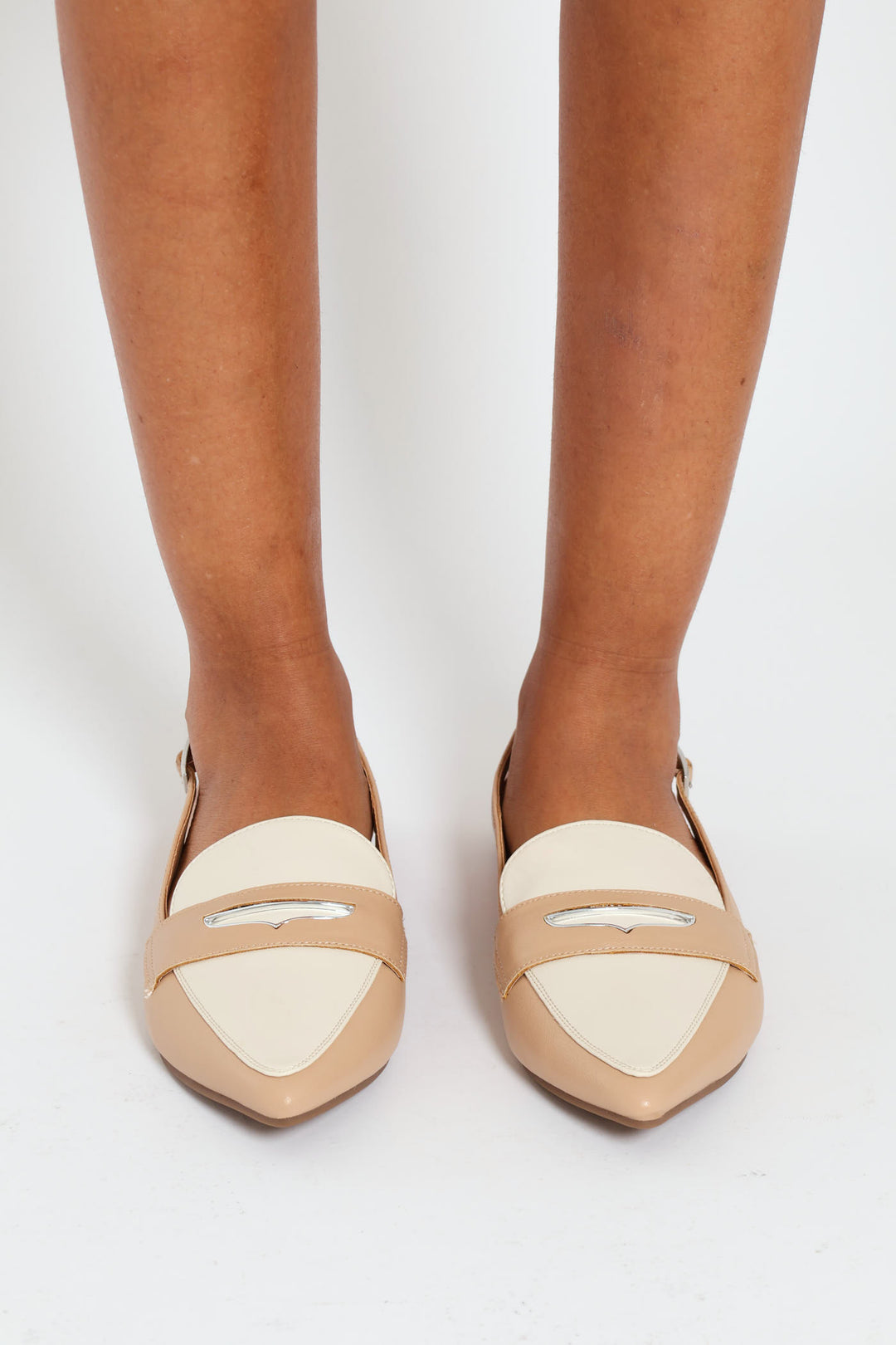 Elodiee Push In Mule Slingback - White/Beige