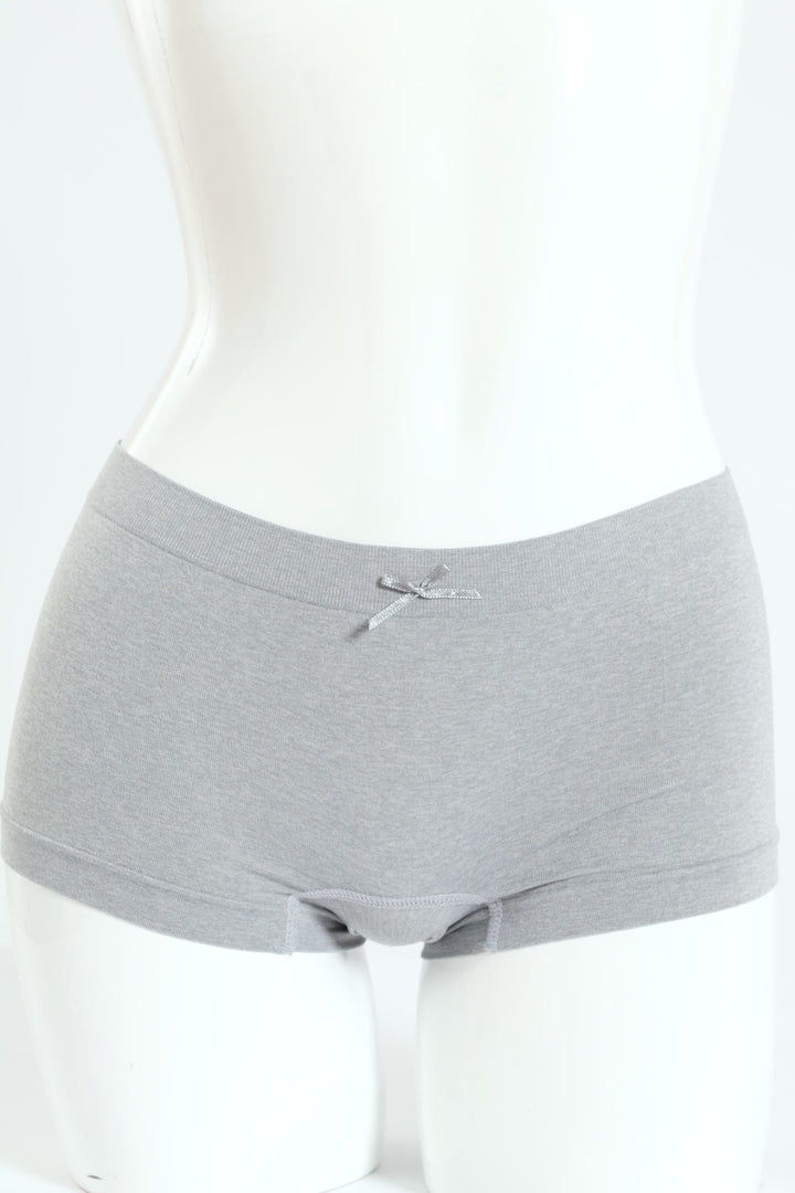 3 Pack Seamless Boyleg Panties - White/Grey Melange/Black