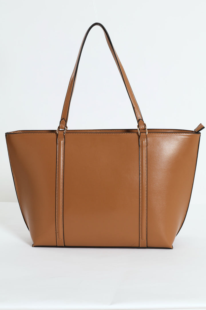 Strap Detailed Shopper Bag - Chocolate