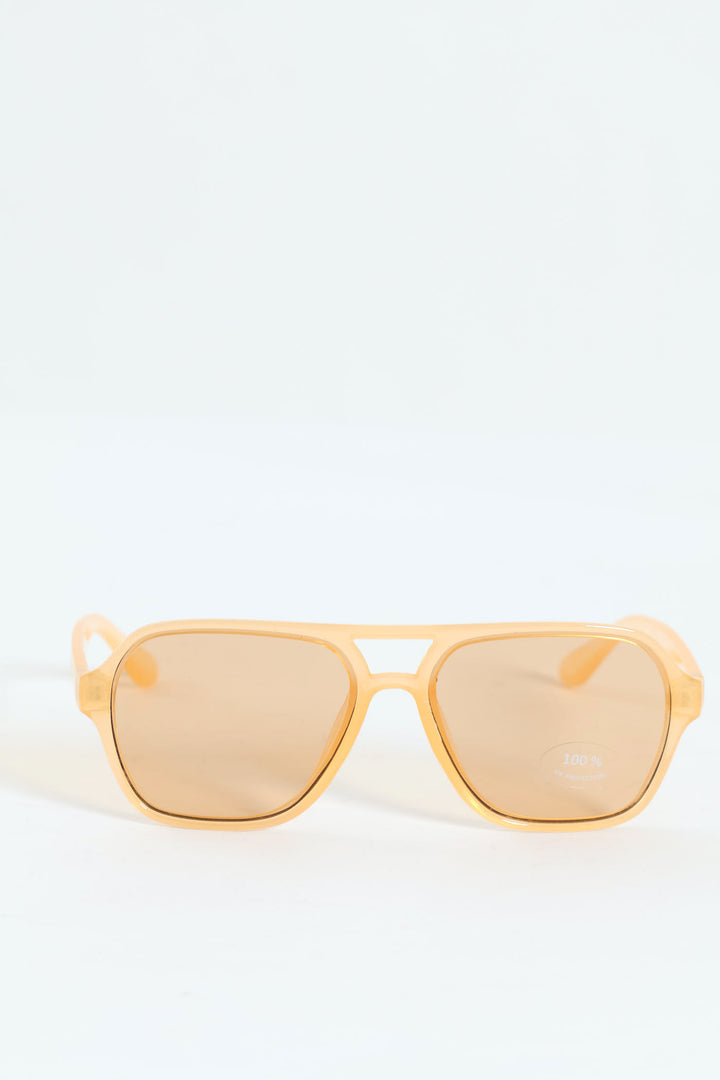 Light Brown Lense Square Aviator Sunglasses