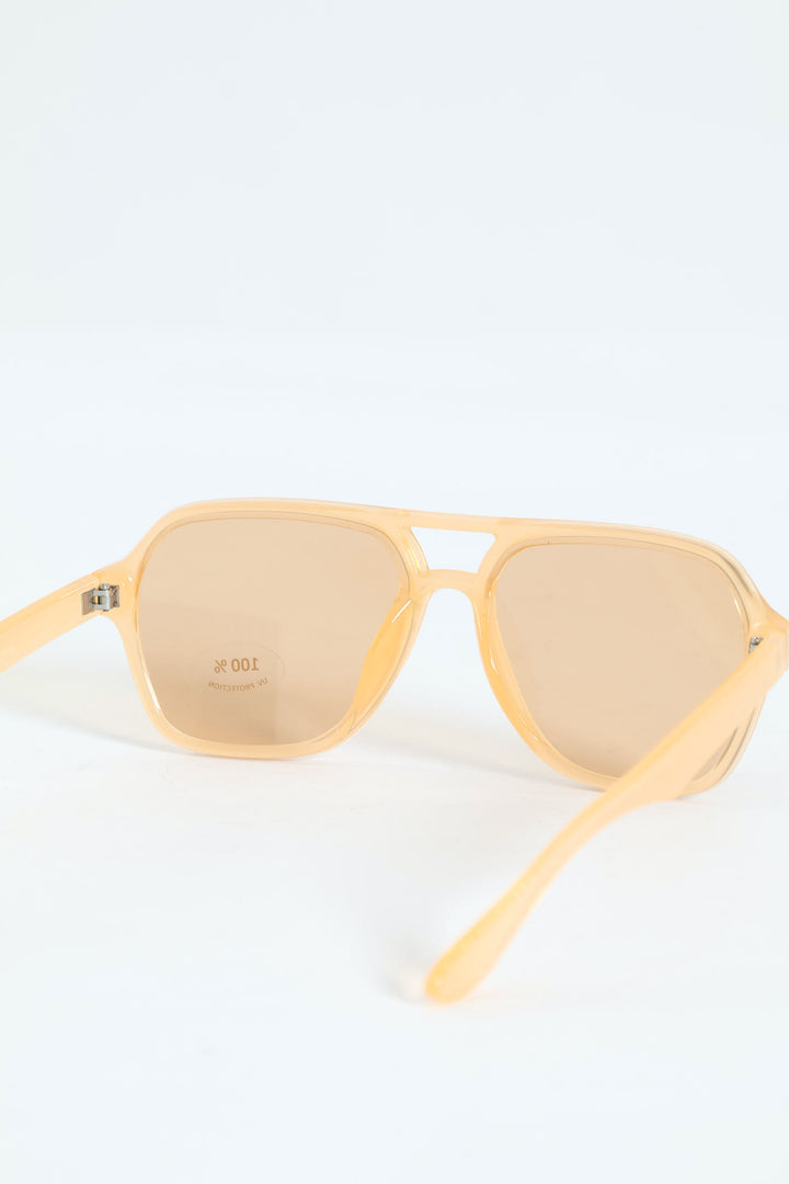 Light Brown Lense Square Aviator Sunglasses