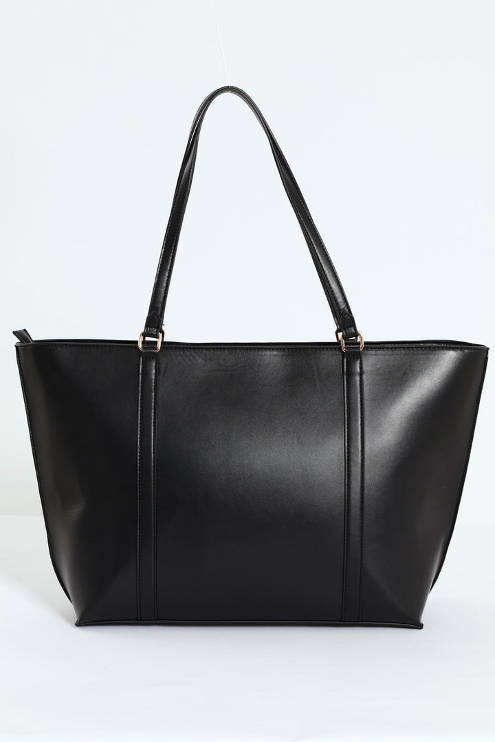 Strap Detailed Shopper Bag - Black