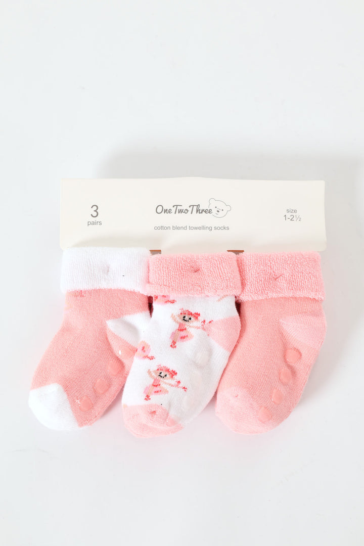 Baby Girls 3  Pack Ballerina Towelling Socks - Cream