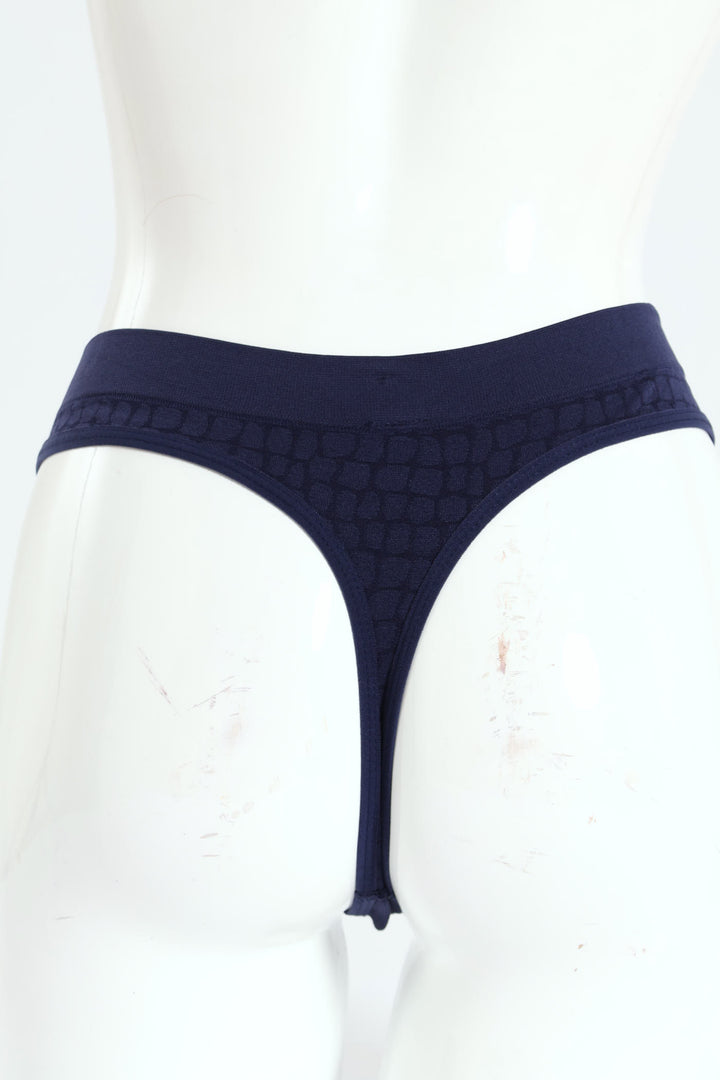 3 Pack Seamless Thong Panties - Wine/Navy/Slate