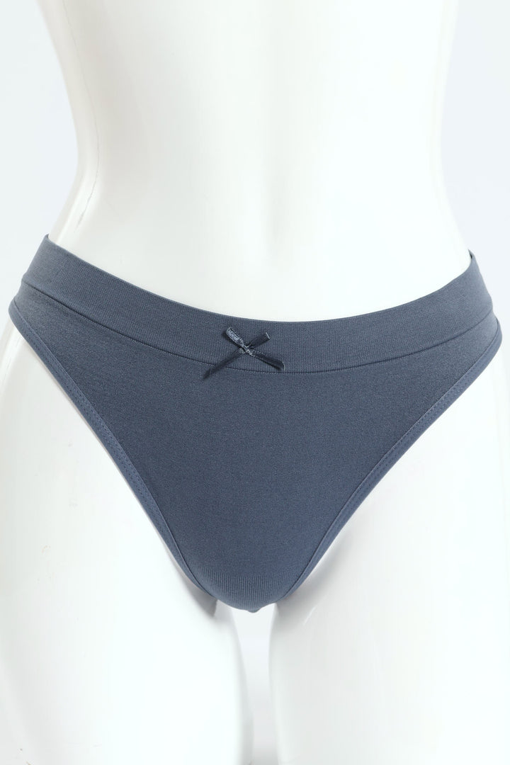 3 Pack Seamless Thong Panties - Wine/Navy/Slate