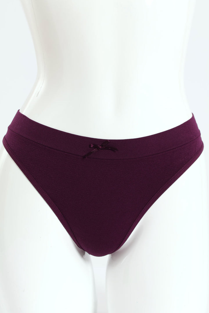 3 Pack Seamless Thong Panties - Wine/Navy/Slate