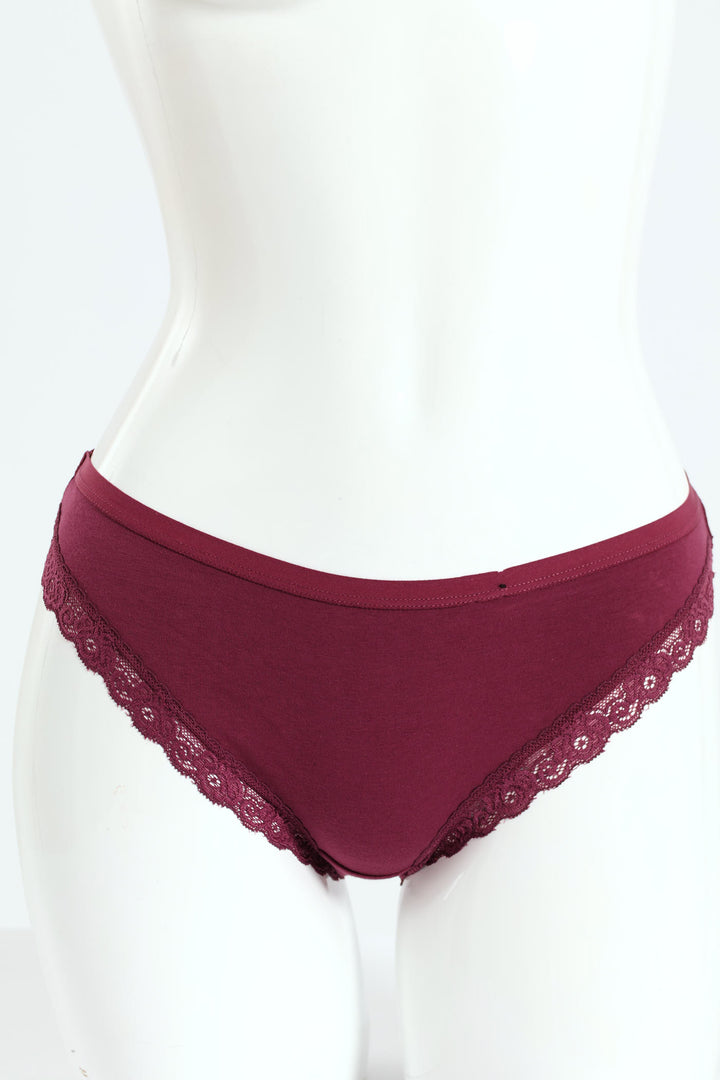 3 Pack Cotton Stretch Brazilian Panties - Grape Wine/Black/Grey