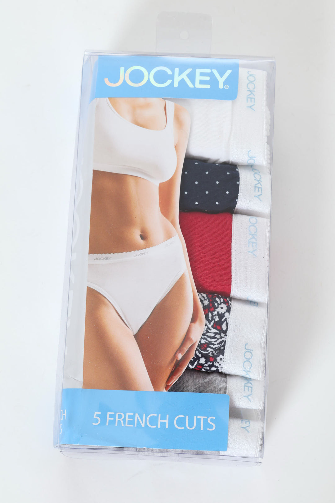 5 Pack Classic Cotton Hicut Panties - White/Spot/Red/Streaky