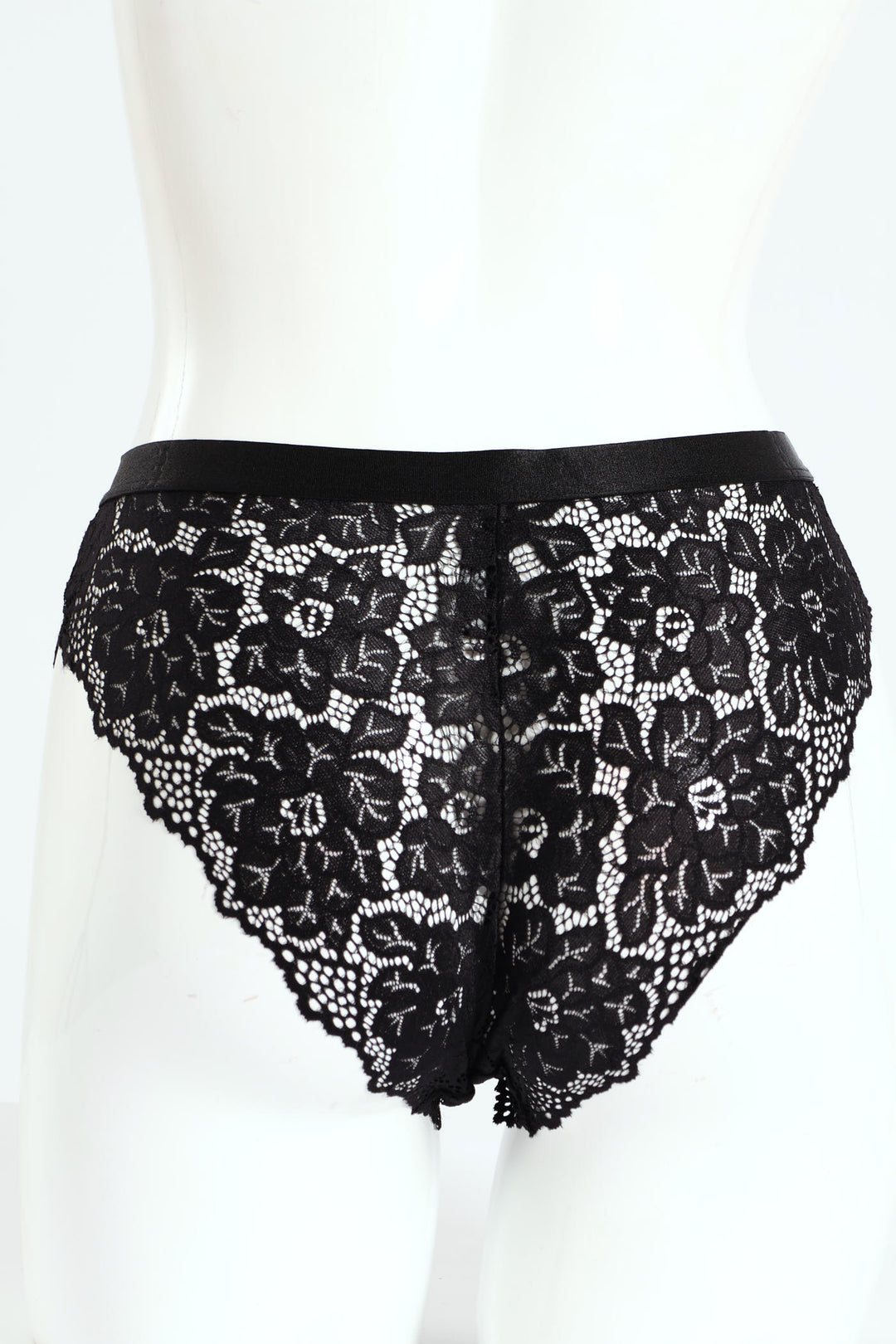 Full Lace Brazilian Panty With Shimmer Detail - Black