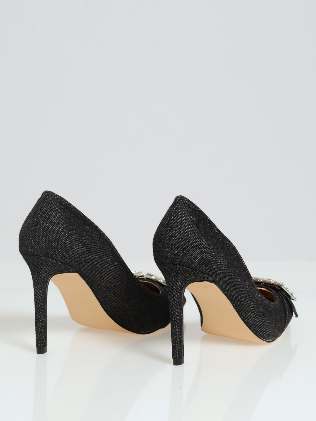 Denim Buclke Court Heel - Black