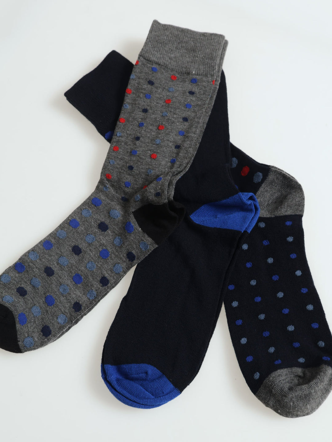 3 Pack Fashion Anklet Socks - Navy/Grey/Blue