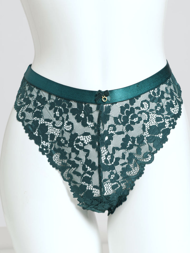 Shimmer Full Lace Thong -  Teal