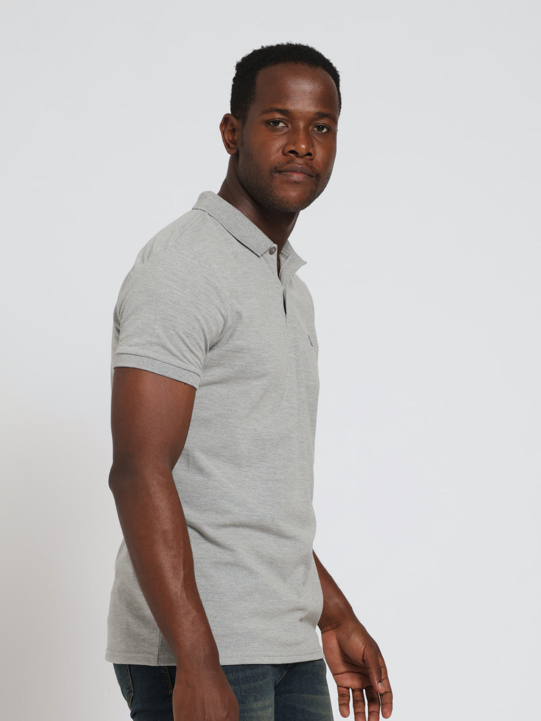 Slim Fit Golfer - Grey Melange