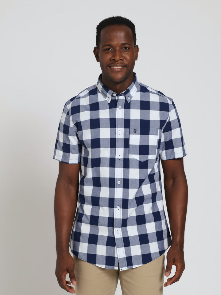 Big Gingham Shirt - Navy/White