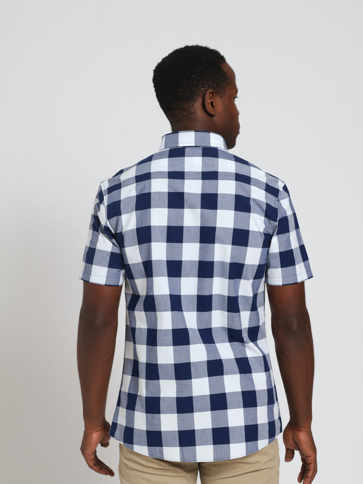 Big Gingham Shirt - Navy/White