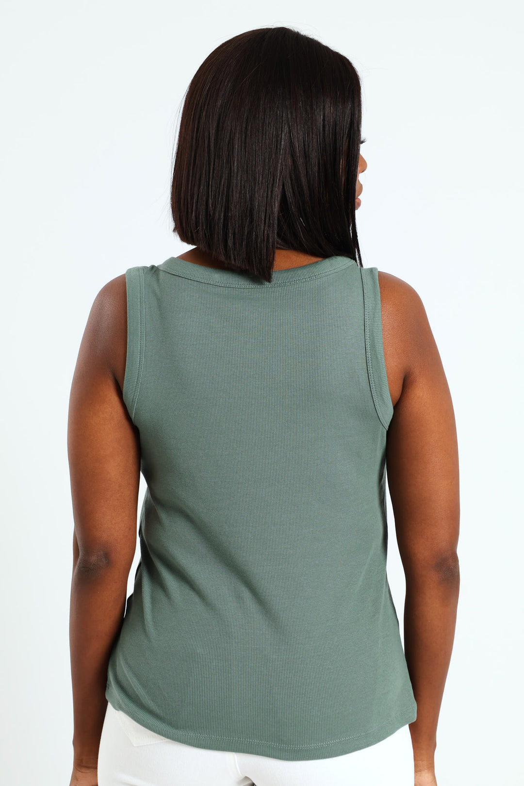 Sleeveless Rib Tank - Dark Sage