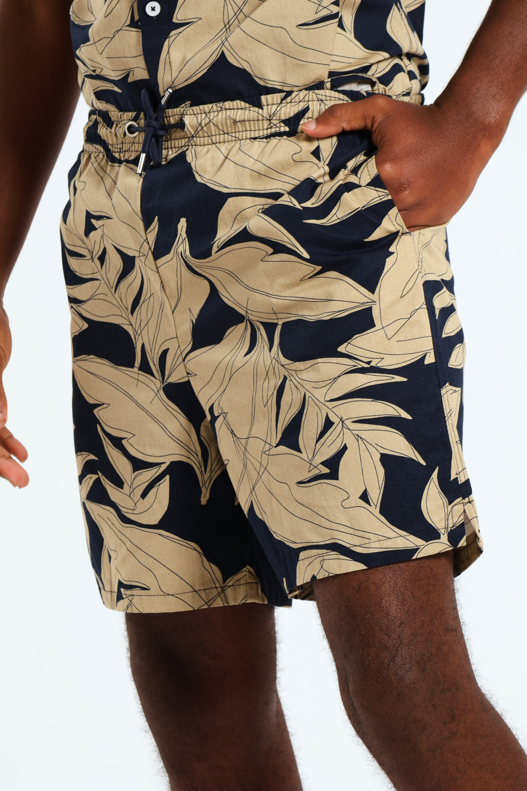 Boys Floral Shorts - Navy