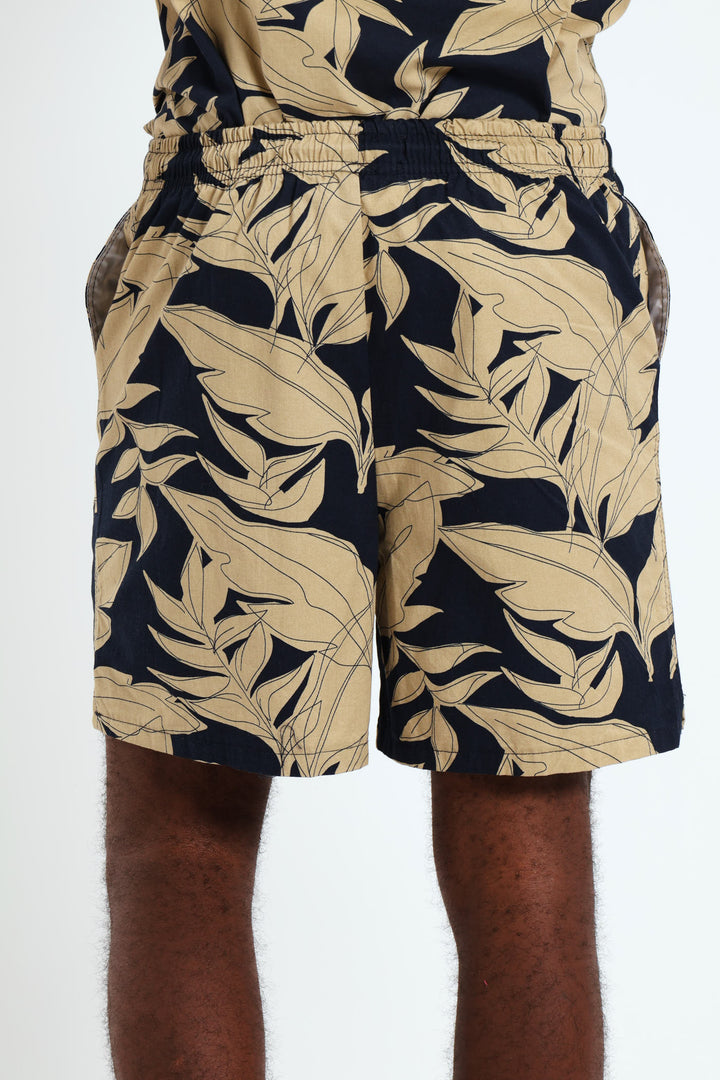 Boys Floral Shorts - Navy