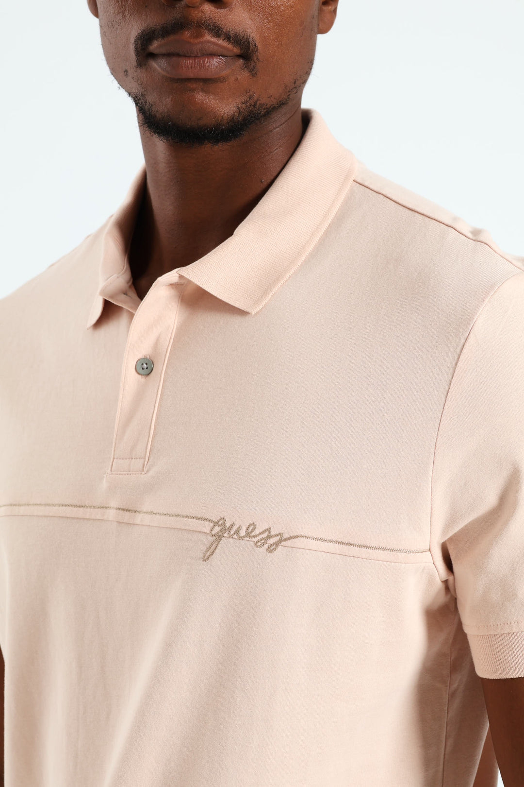 Contrast Stitching Short Sleeve Polo Golfer - Dusty Pink