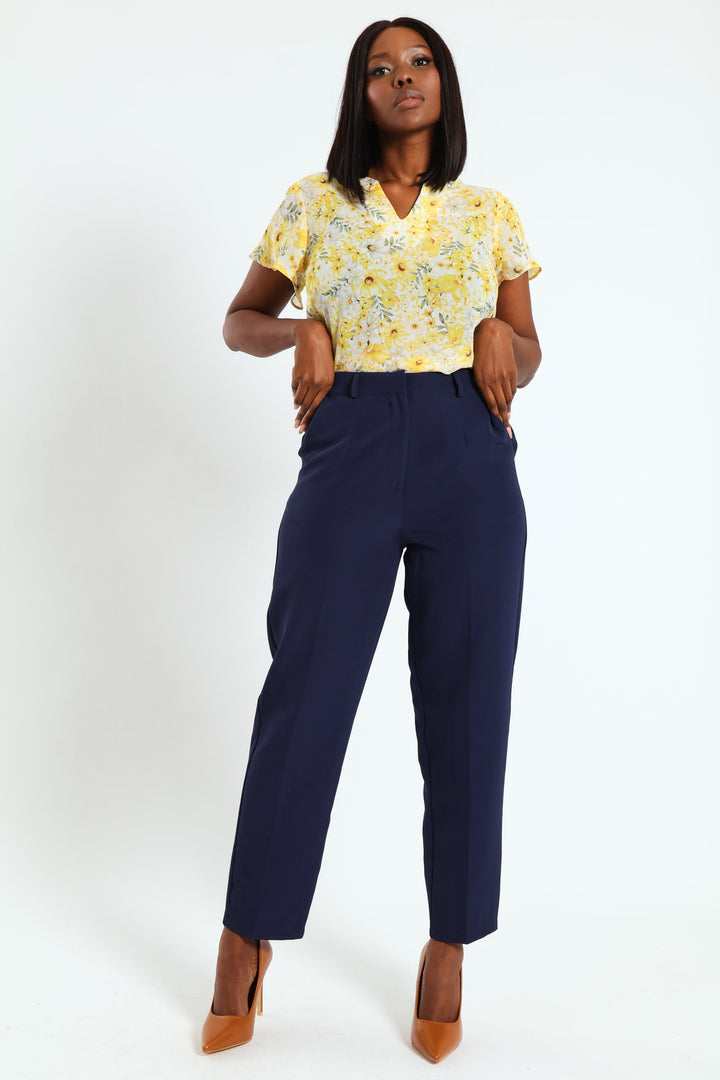 Tailored Cigarette Pants - Navy