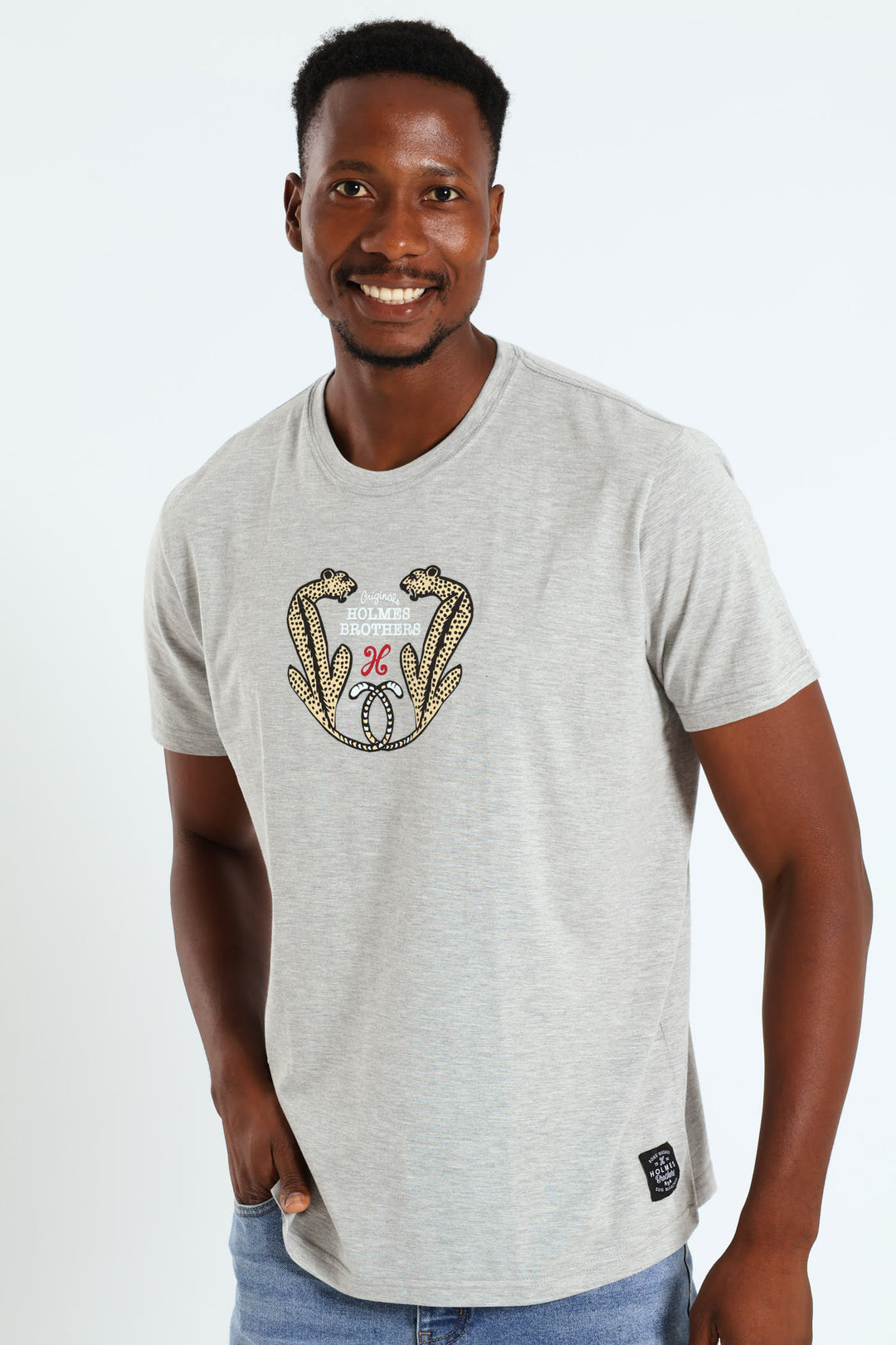 Leopard Tee - Grey Melange