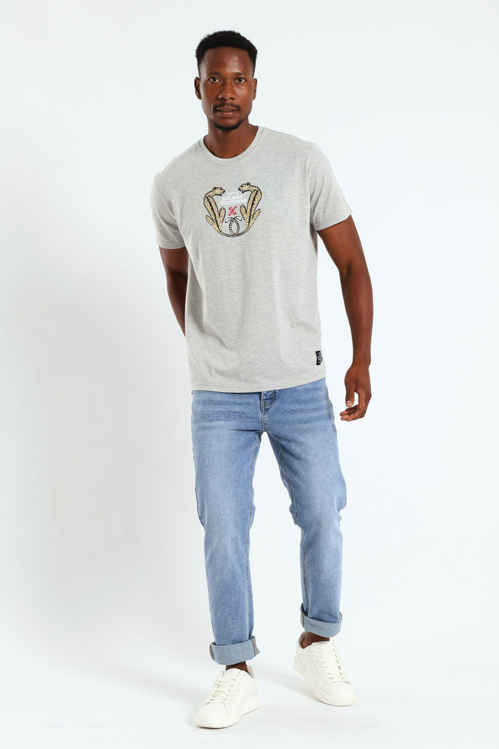 Leopard Tee - Grey Melange