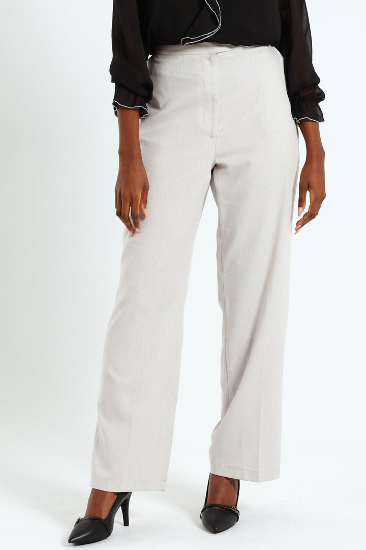 Extended Tab Linen Wide Leg Pant - Grey