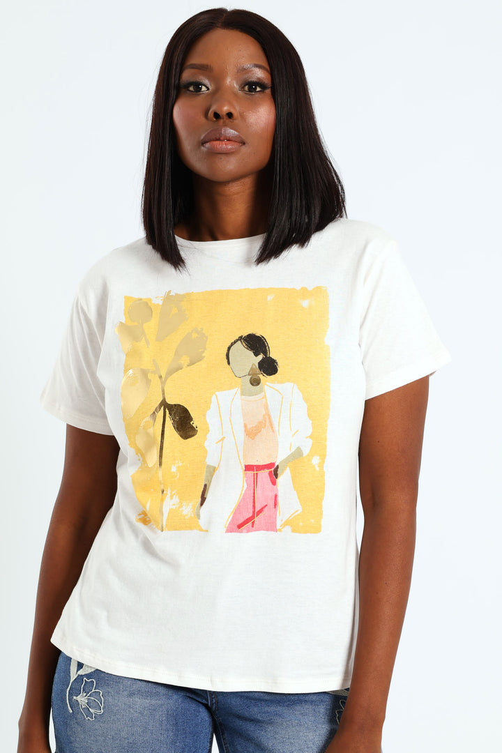 Foil Lady Tee - Cream