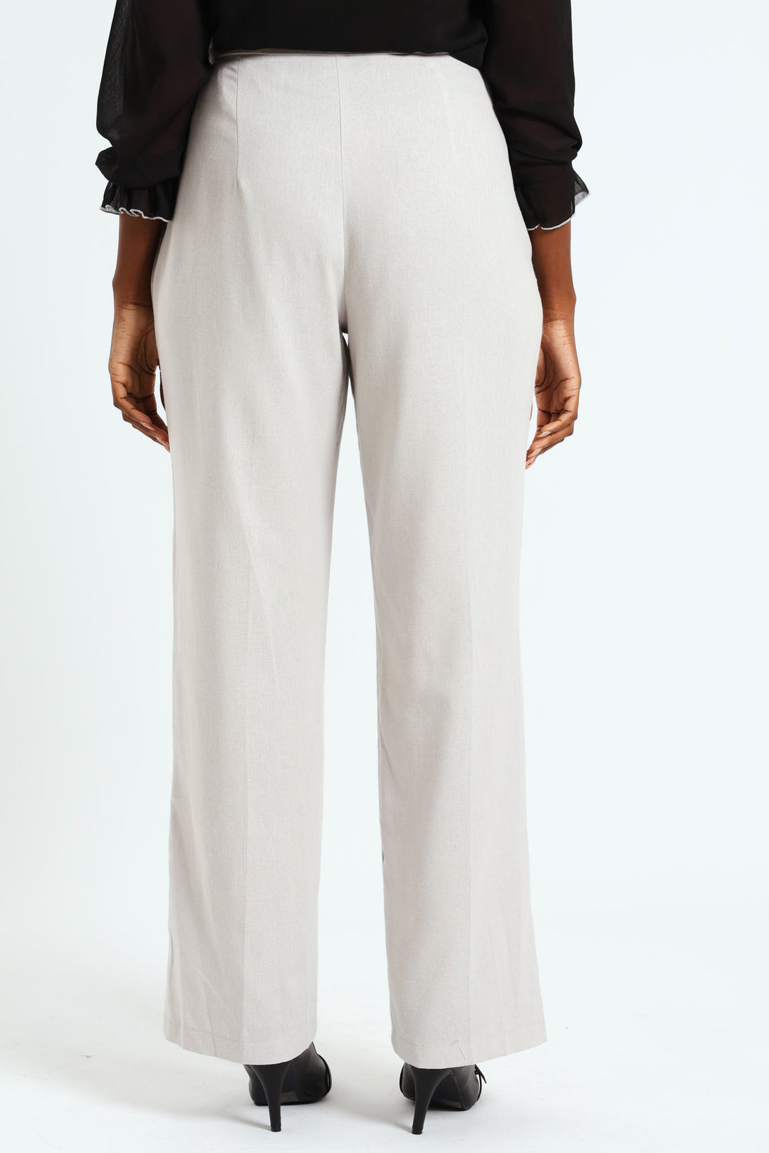 Extended Tab Linen Wide Leg Pant - Grey