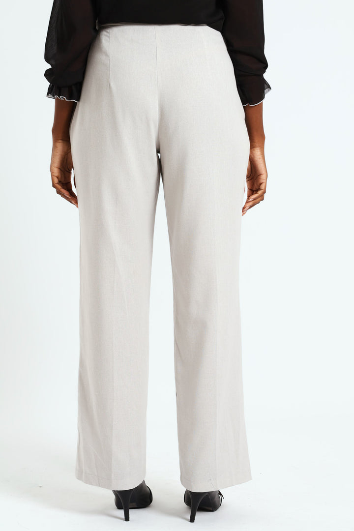 Extended Tab Linen Wide Leg Pant - Grey