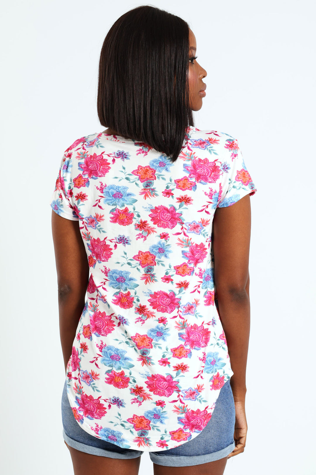 Bright Flowers Print Pocket Tee