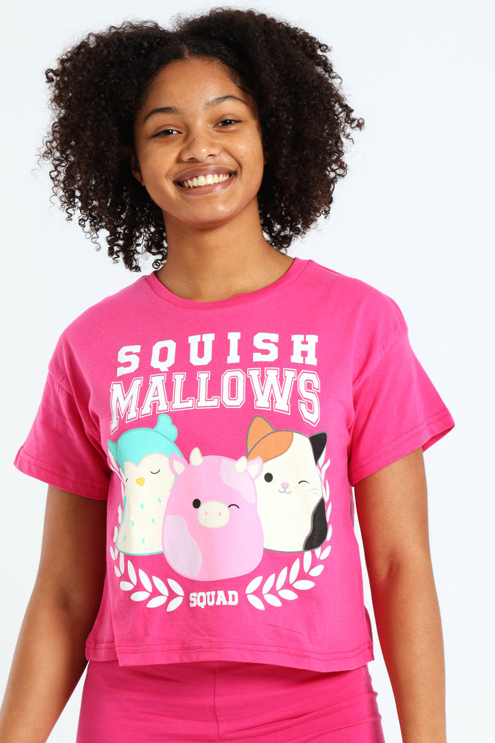 Girls Squish Squad Boxy Tee - Cerise