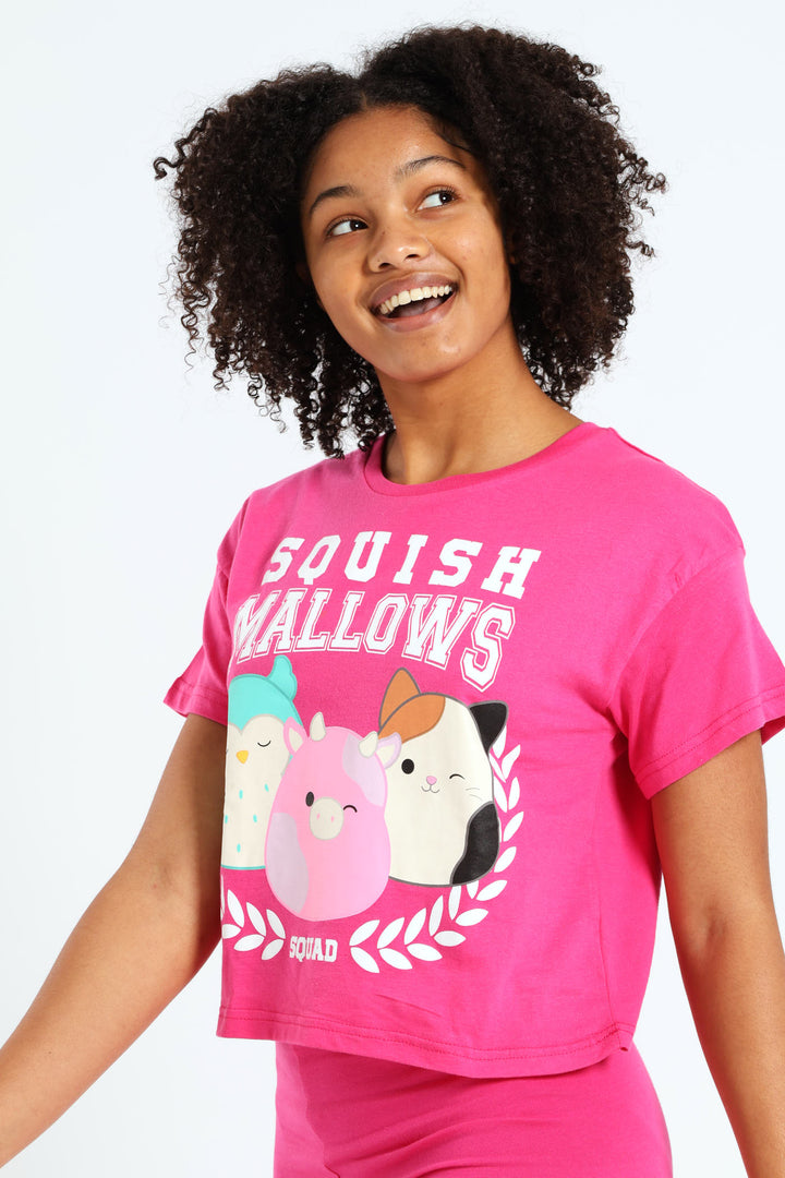 Girls Squish Squad Boxy Tee - Cerise