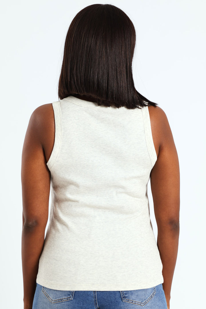 Sleeveless Rib Tank - Oatmeal Melange