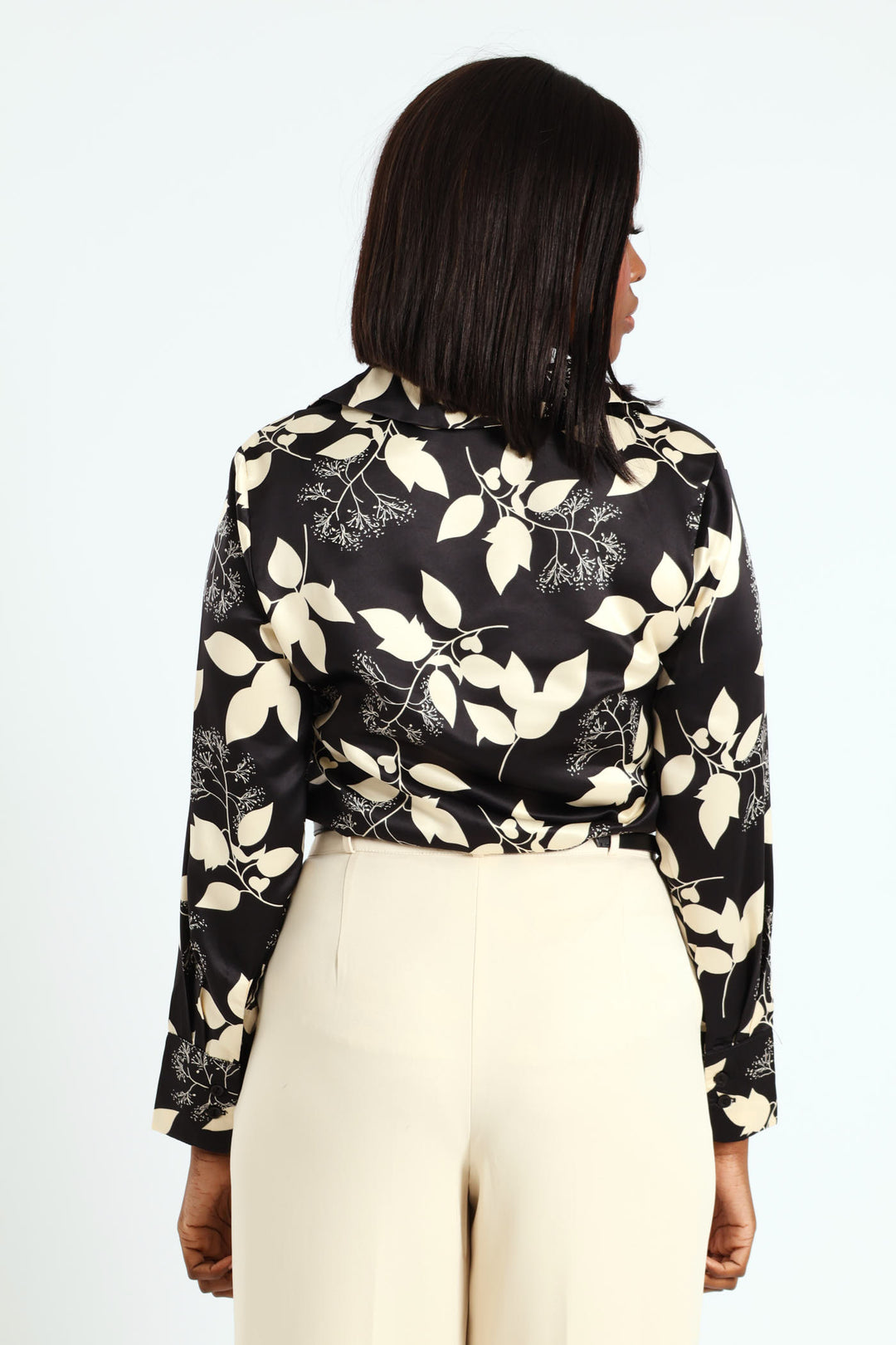 Monochrome Satin Shirt - Black/Beige