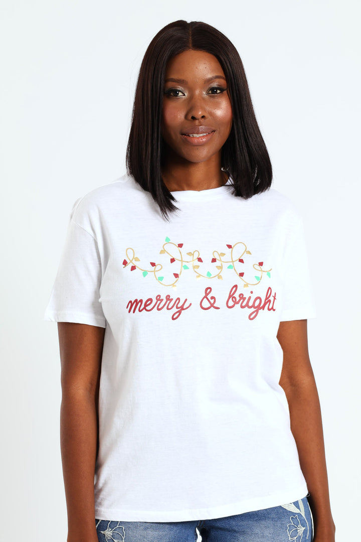 Merry & Bright Tee - White