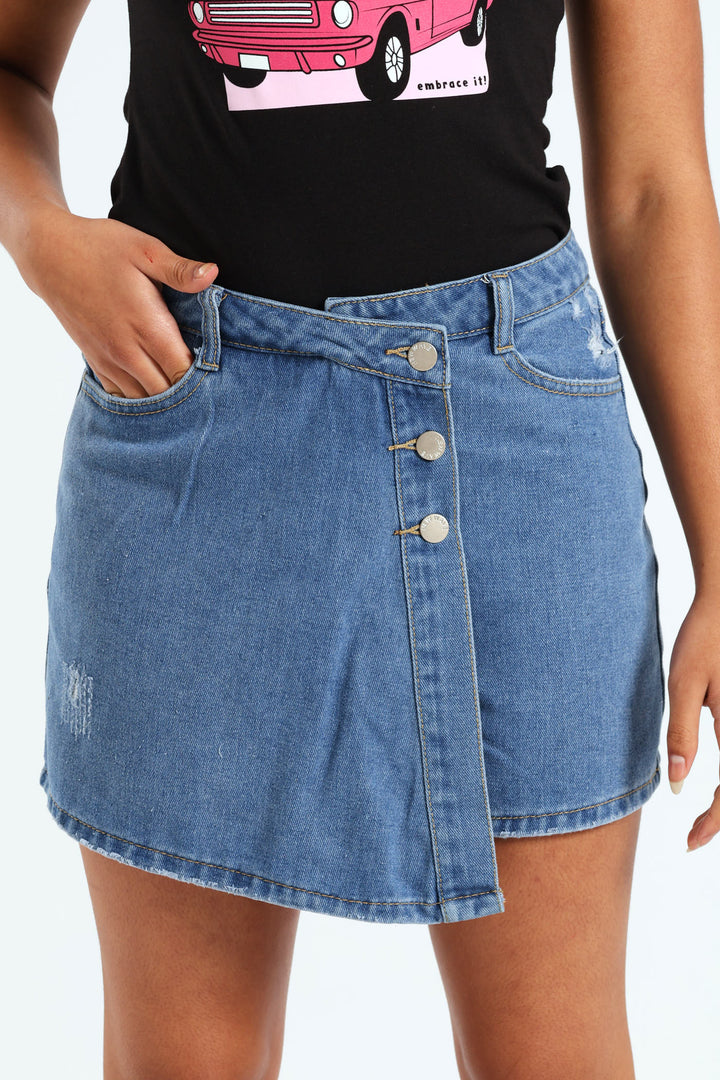 Girls Rigid Denim Skort - Blue