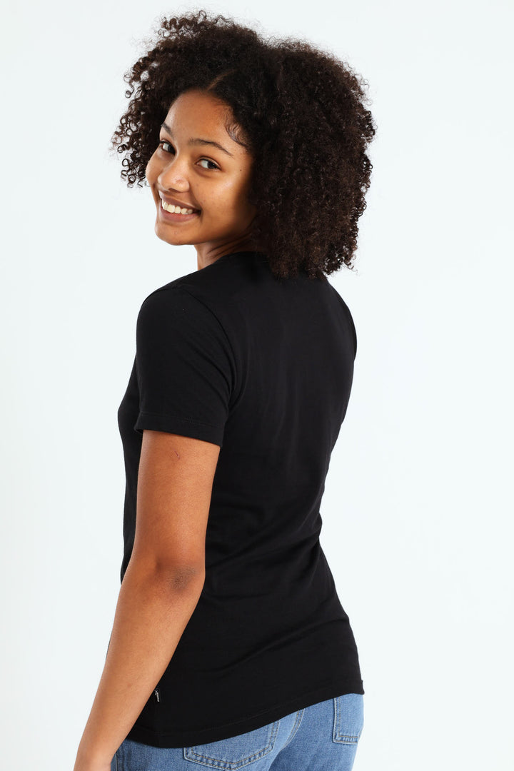 Girls Essential Logo Tee - Black