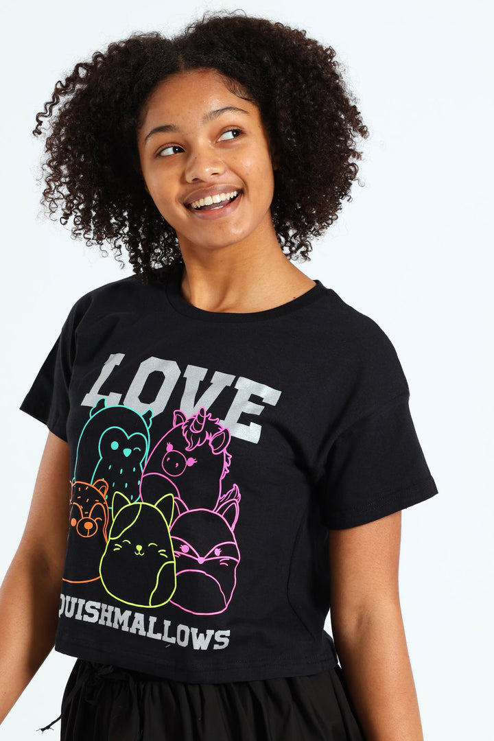 Girls Squish Team Boxy Tee - Black