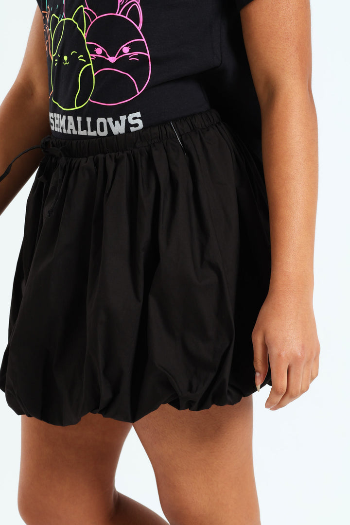 Girls Poplin Ballon Skirt - Black