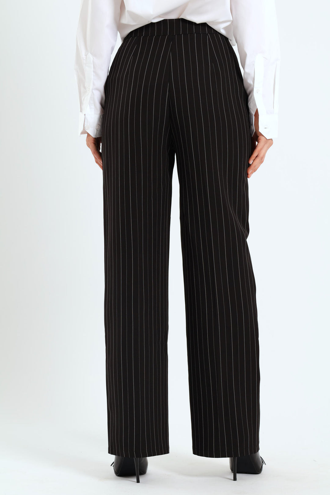 Pin Stripe Straight Leg Pant - Black/White