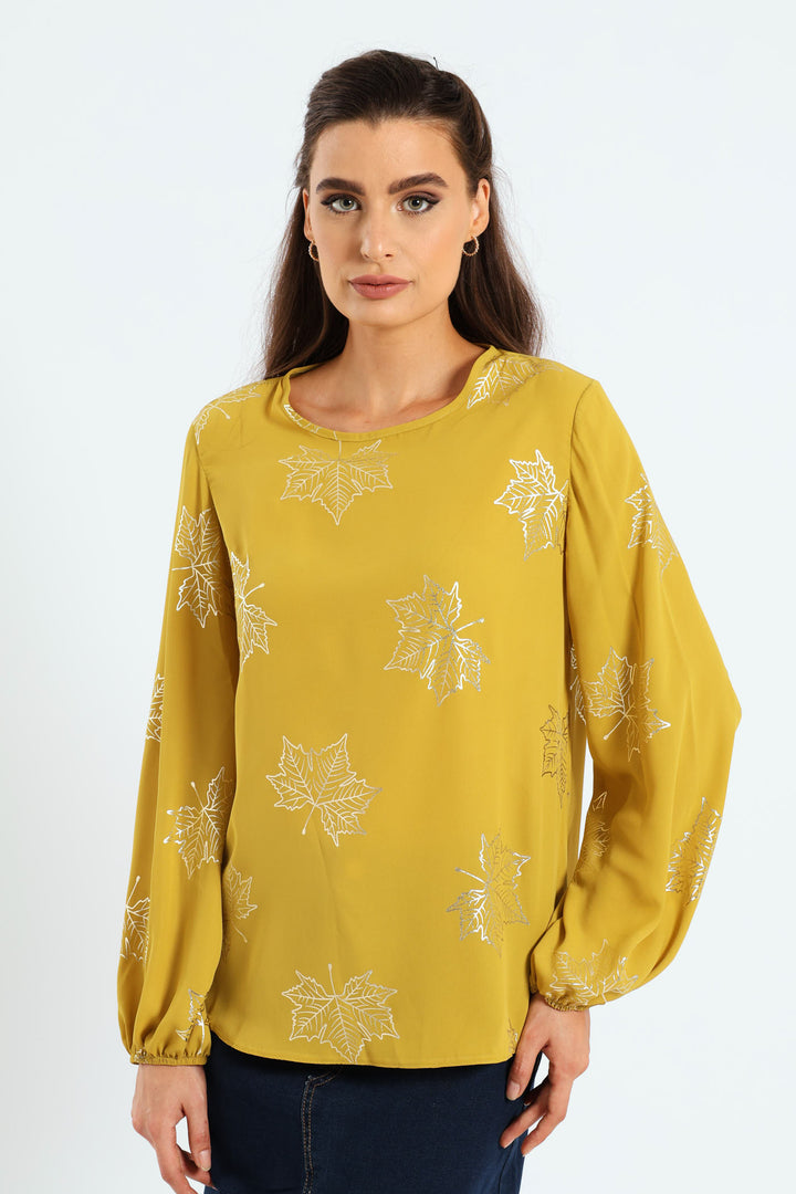 Long Sleeve Formal Blouse - Mustard