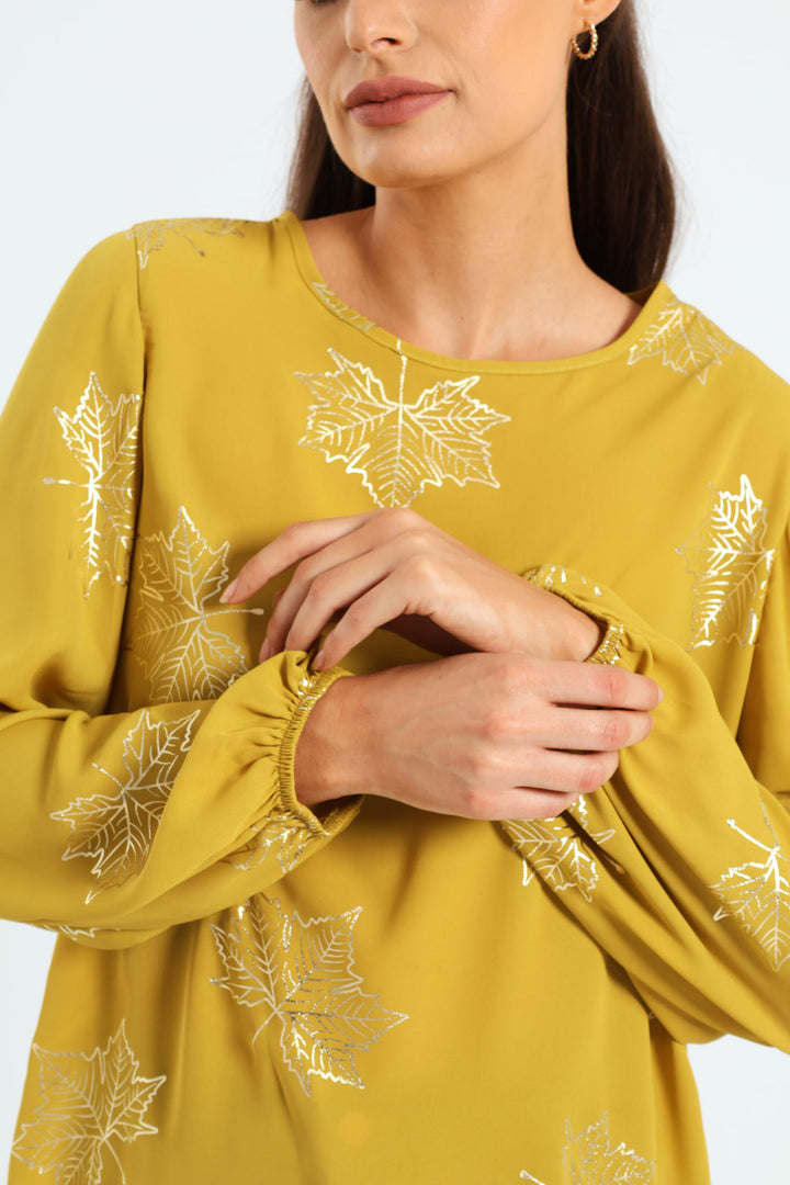 Long Sleeve Formal Blouse - Mustard