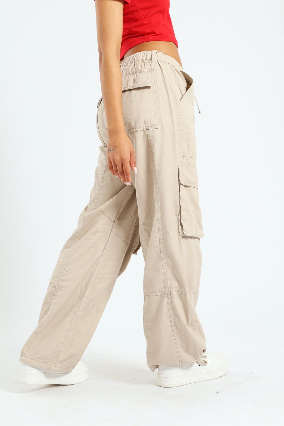 Contrast Cargo Trousers - Stone