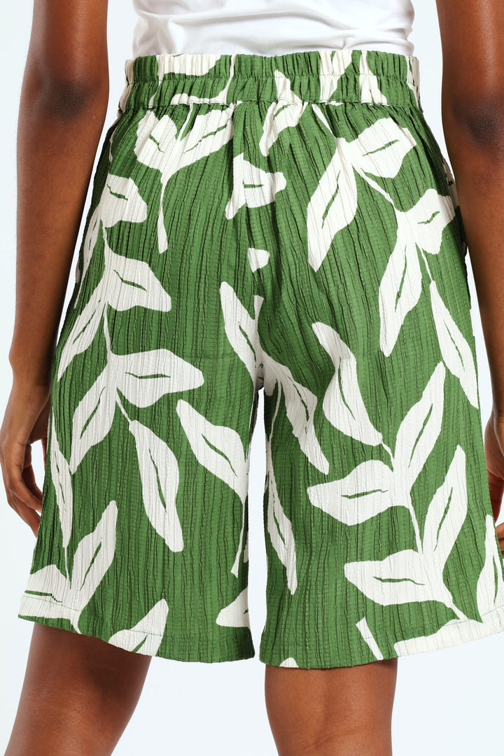 Textured Bermuda Shorts - Green