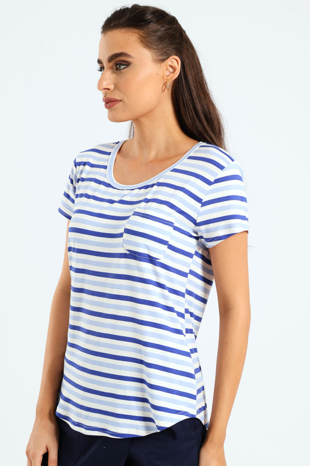 Stripe Pocket Tee - Blue