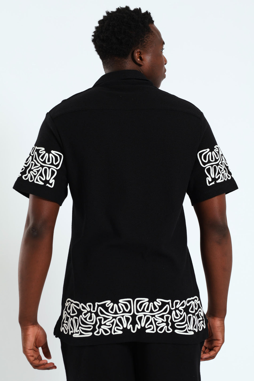 Cord Embroidered Shirt - Black