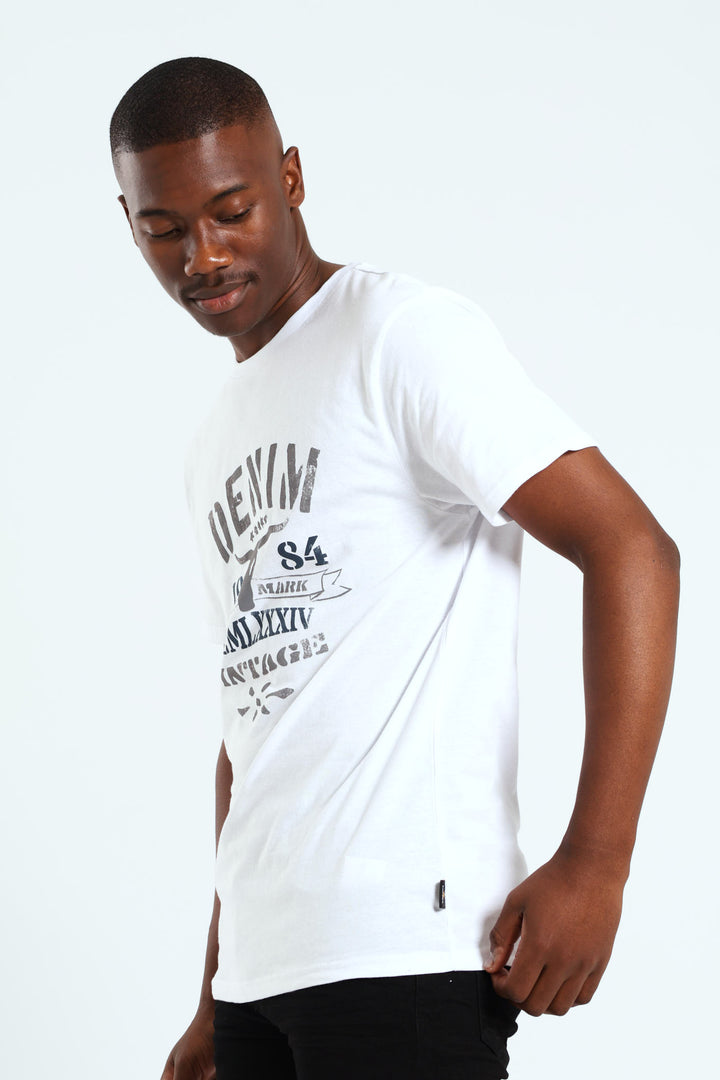 Basic Print Short Sleeve Tee - White